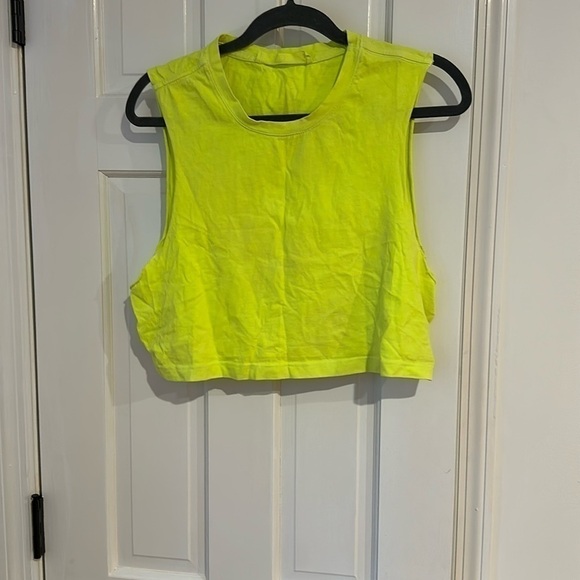 NWOT EMMA & SAM NEON YELLOW CROP TOP SIZE LARGE - Picture 1 of 3
